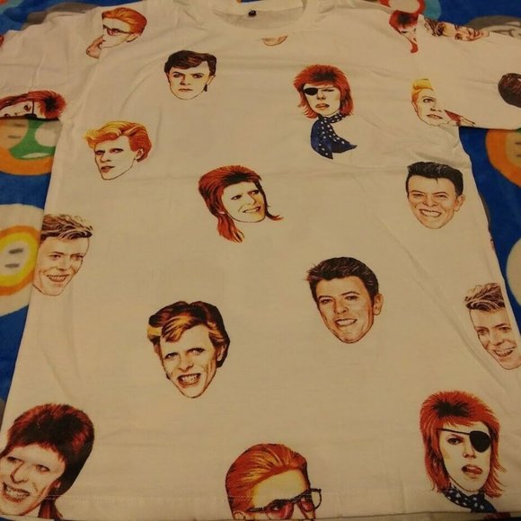 Rare Hard To Find David Bowie Face Pattern Medium T-shirt - Picture 1 of 4